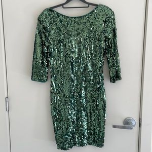 Blaque label, green sequin dress MEDIUM